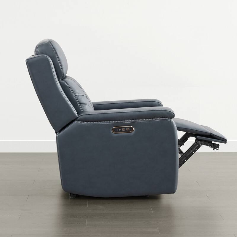 Spruce & Spring Dual Motors Genuine Leather Power Lay Flat Recliner with Power Headrest