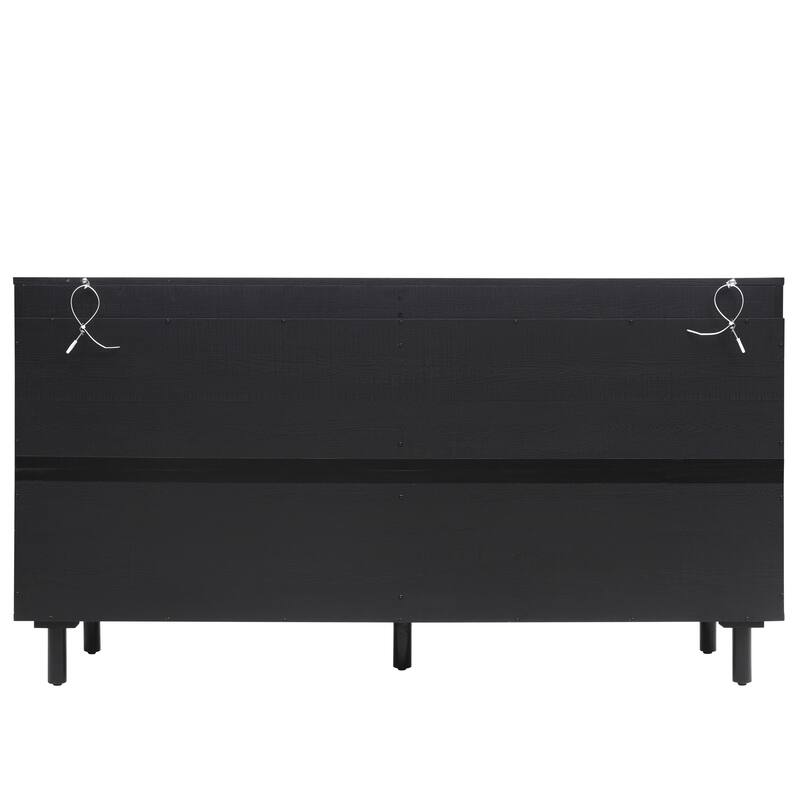 Engineered Rattan Sideboard Accent Storage Cabinet Black Buffet Cabinet
