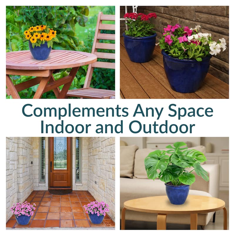 Sunnydaze Chalet Ceramic Indoor/Outdoor Planter - Set of 2