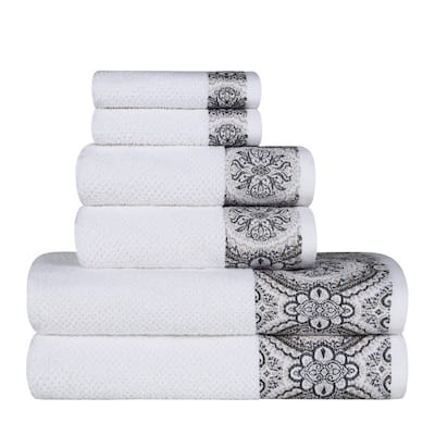Superior Medallion Cotton Jacquard Textured 6 Piece Assorted Towel Set