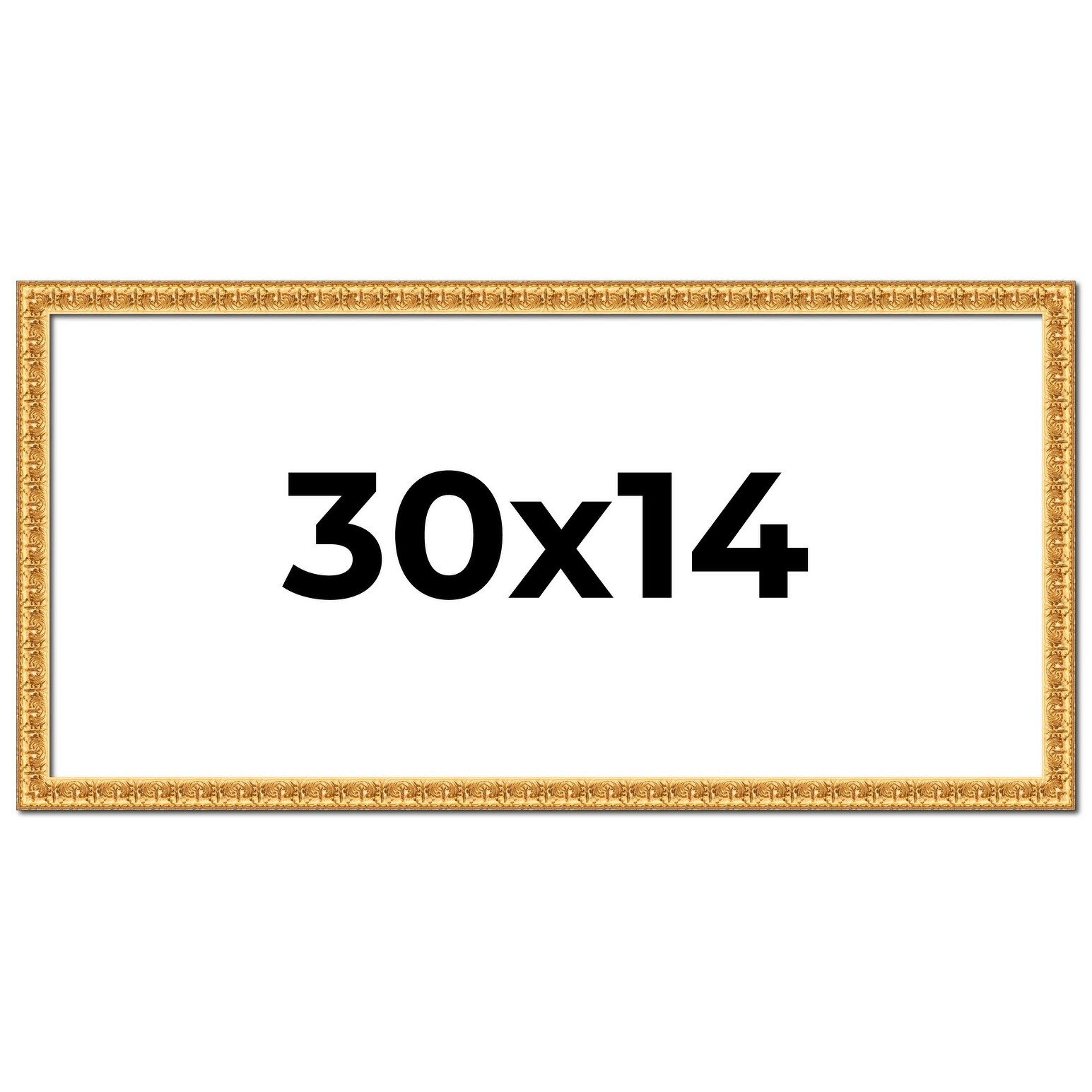30x14 Frame Gold Real Wood Picture Frame Width 1 inches | Interior