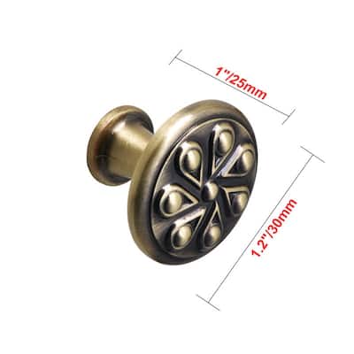 Utopia Alley Ceil Cabinet Ring Pull Knob - Vintage Cabinet Antique Brass Hardware with Hand, Pull Knobs 1.2"