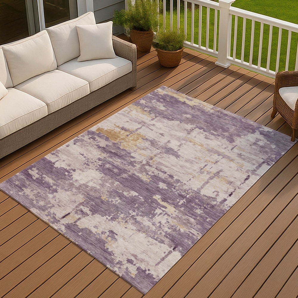 Machine Washable Indoor/ Outdoor Crouppen Modern Chantille Rug
