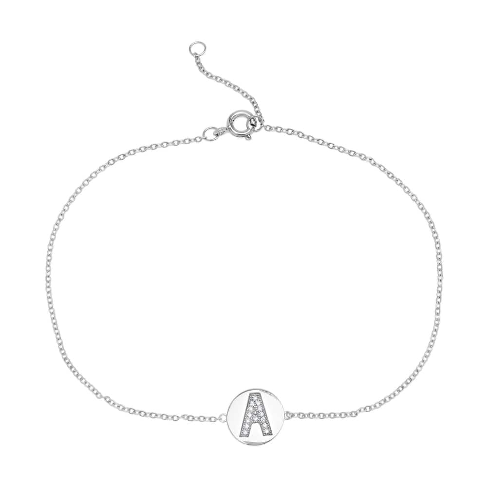 Victoria Townsend .925 Sterling Silver Cubic Zirconia Initial Anklet Bracelet
