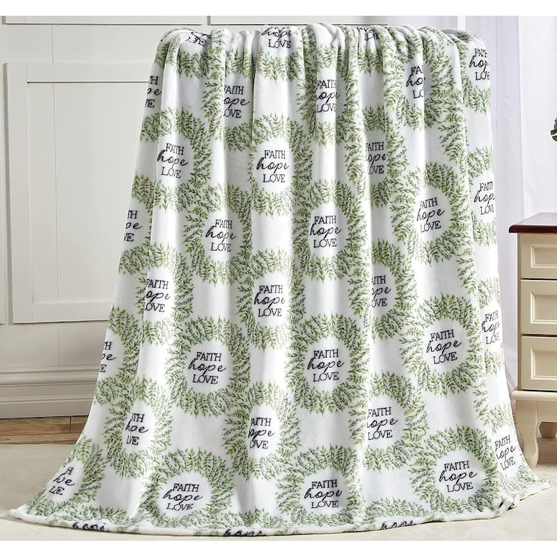 Faith Hope Love Oversized Luxe Plush Holiday Throw Blanket (50" x 70") - Throw