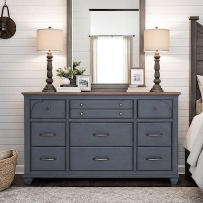 Bridgevine Home Americana Dresser, No Assembly Required, Corduroy Blue Finish