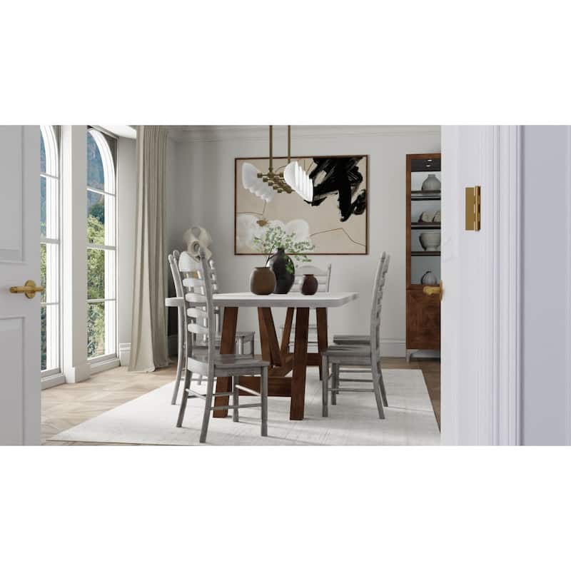 Ladder Back Solid Dining Chair - 42" - Driftwood Brown