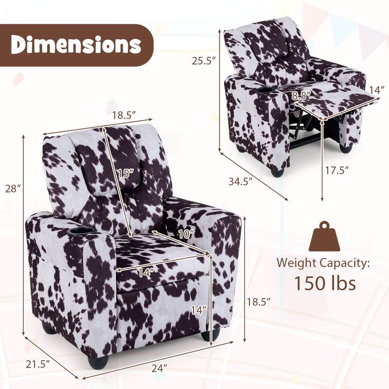 Costway Kids Recliner with Cup Holder with Adjustable Backrest &