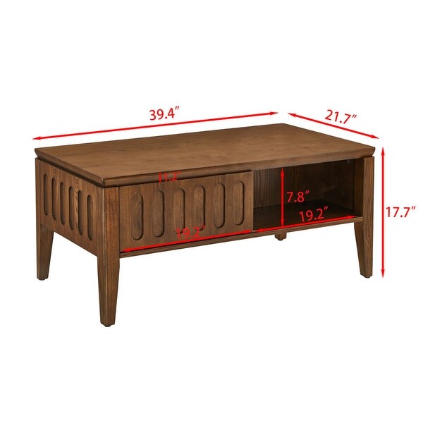 Mid Century Modern Fluted Coffee Table,Vintage Farmhouse Center