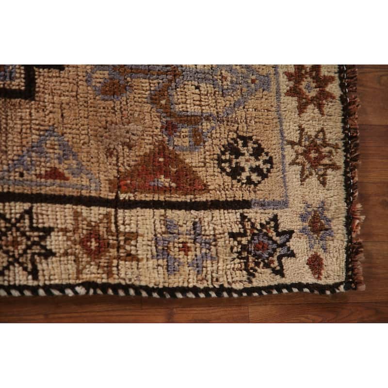 Tribal Qashqai Persian Antique Area Rug Handmade Peach Wool Carpet - 3'6"x 7'11"