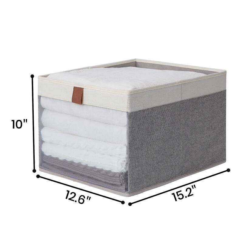 StorageWorks Foldable Storage Bins, Set of 3, Gray&White