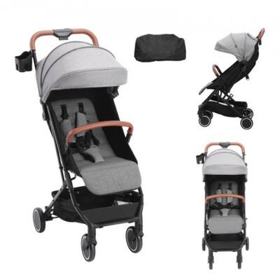 Carbon Steel Foldable Stroller with Recline and Footrest - 28” L x 17.3” W x 42.1” H