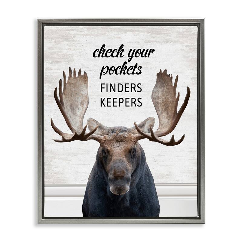 Stupell Check Pockets Laundry Reminder Framed Floater Canvas Wall Art Design By Lettered and Lined - 25 x 31 - Grey