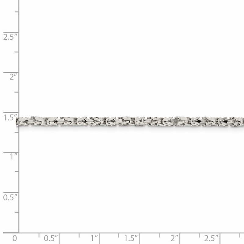Curata 925 Sterling Silver 2.5mm Squared Byzantine Chain Necklace for Men Optiosn: 16 18 20 24 30