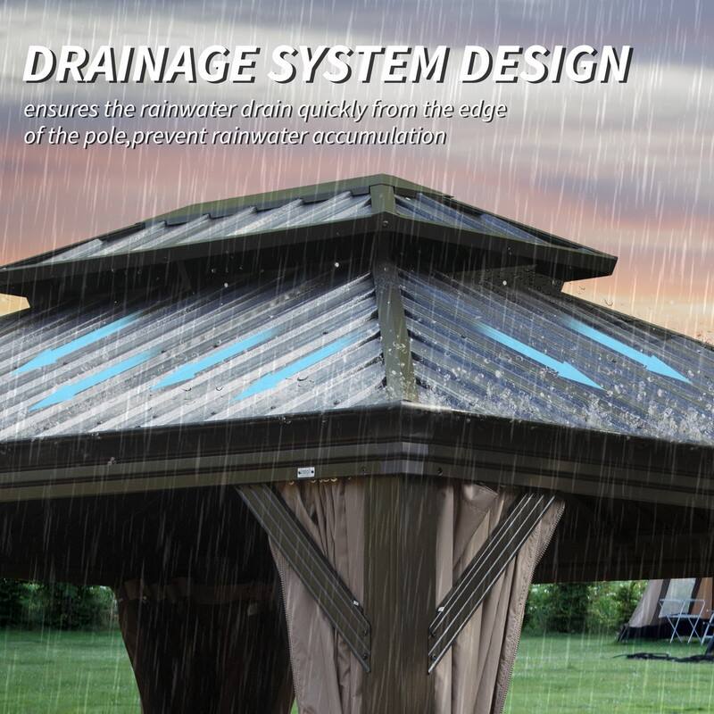 Domi Hardtop Gazebo with Galvanized Steel Double Roof and Aluminum Frame