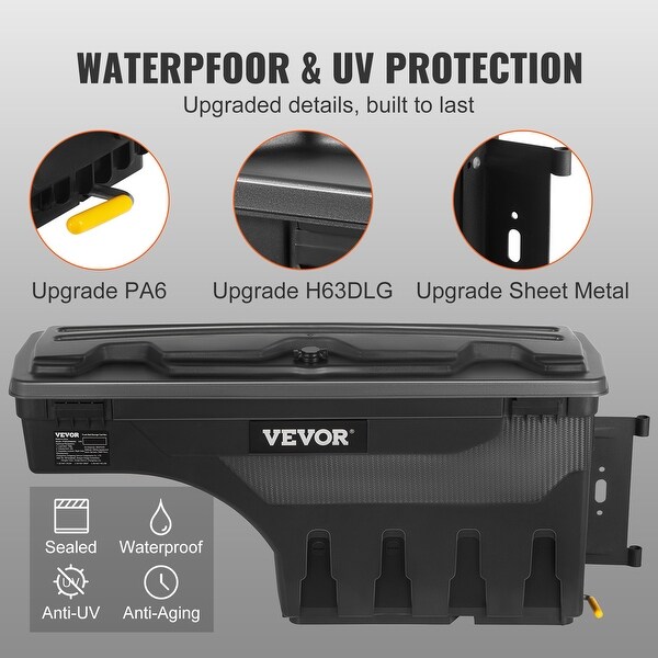 Truck Bed Storage Box, Lockable Swing Case with Password Padlock