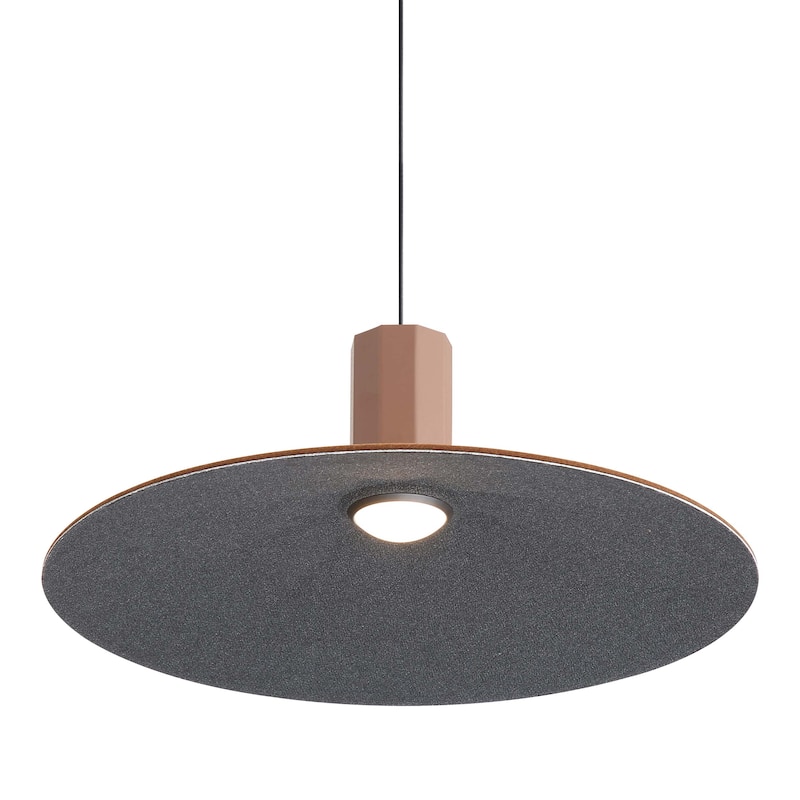 Golden Lighting Faroe 20in Integrated LED Pendant in Coffee/Black Felt - Brown