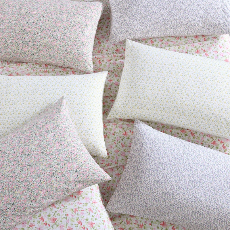 Laura Ashley Soft & Breathable Cotton Percale Deep-Pocket Sheet Set.