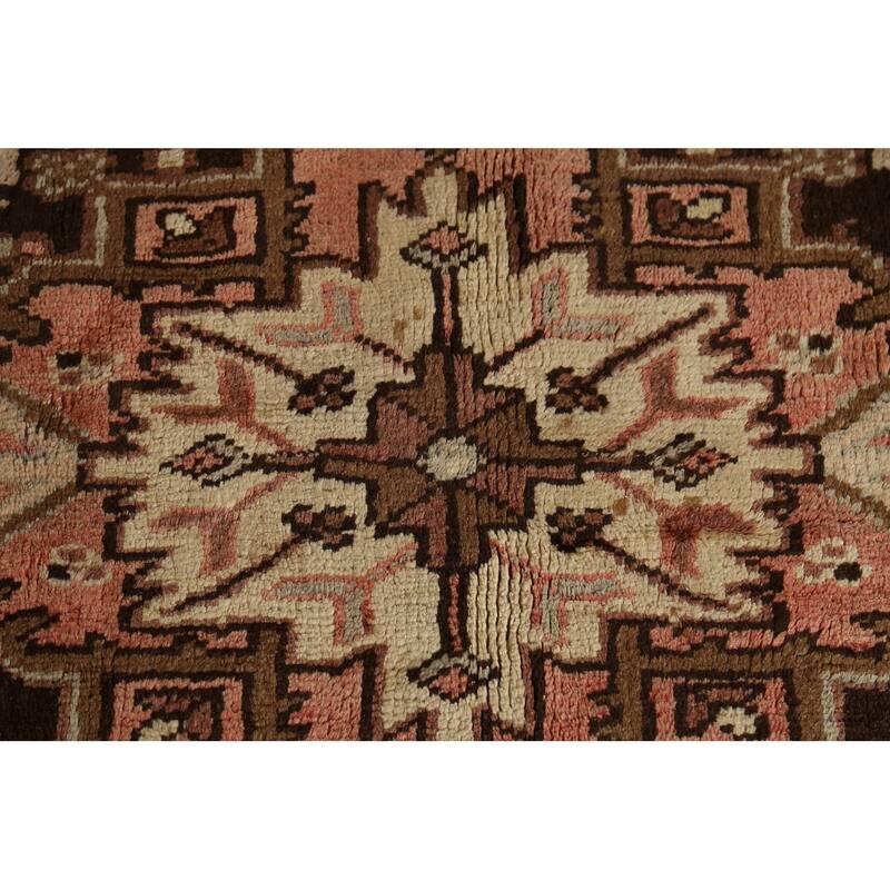 Geometric Heriz Persian Square Area Rug Handmade Wool Carpet - 4'7"x 5'5"