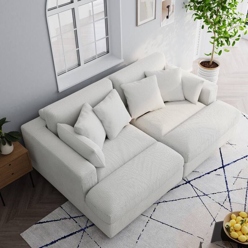 Navaeh Corduroy Modular Sectional Sofa Large Couch Sleeper Chaise