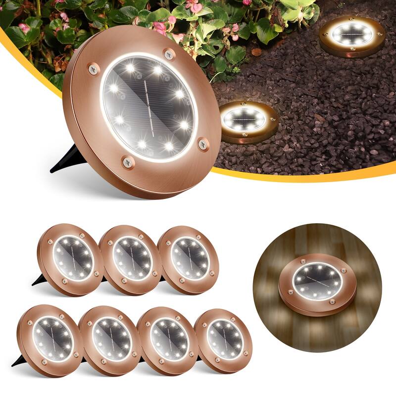 Solar Ground Lights Outdoor Waterproof Disc Lights for Deck,Garden,Pathway