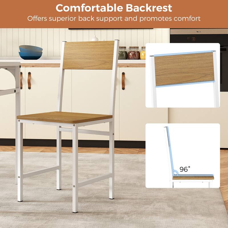 Gymax Set of 4 Dining Chairs w/Metal Legs Slanted Back Wide Seat for