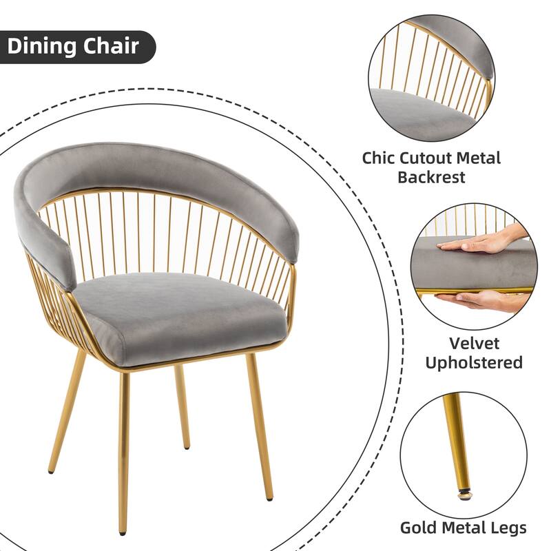 XINMICS Modern Dining Chair, Velvet Back Armchair for Living Room/Study, Set of 2/4/6