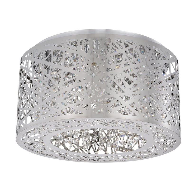 Braydon Chrome 4-Light Metal Drum Flush Mount