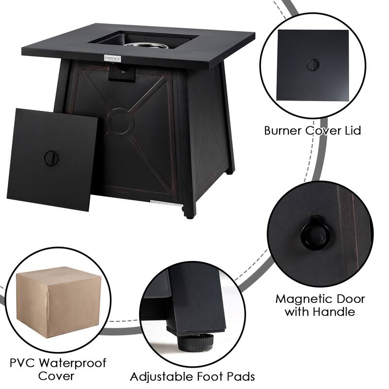 Gymax 5PCS Outdoor Patio Furniture Set w/ 50000 BTU Propane Fire Pit