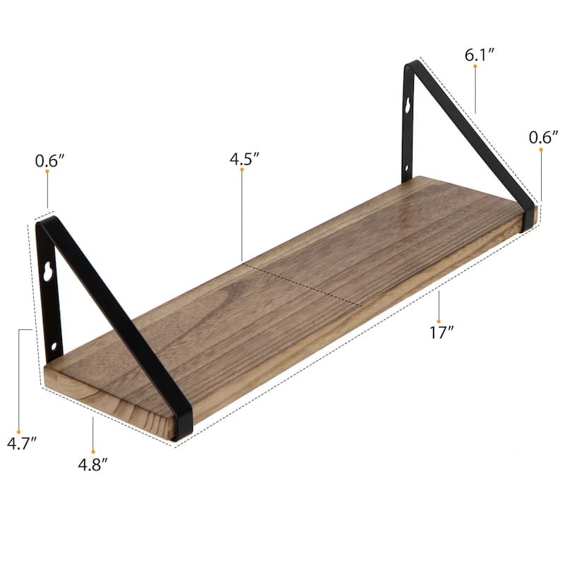 Wallniture Ponza 17"x4.5" Wood Shelves for Farmhouse Decor, Wall Bookshelves, Decorative Shelf, Custom Finish and Piece Options