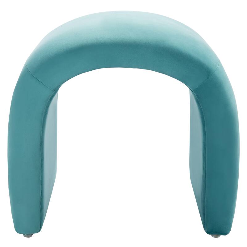 SAFAVIEH Alize Curved Waterfall Velvet Ottoman - Sea Blue