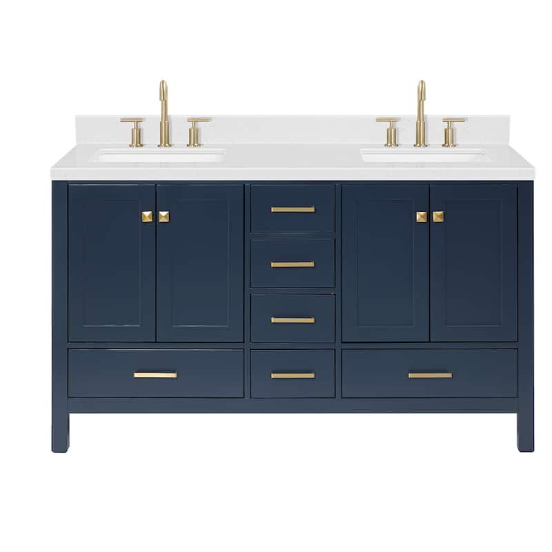 Ariel A060DCQRVO Cambridge 60" Free Standing Double Basin Vanity Set