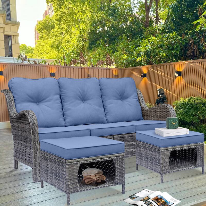High Back Rattan Wicker Outdoor Patio Conversation Swivel chairs Sets