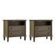 preview thumbnail 9 of 8, HULALA HOME Kamilo Transitional 28''W 2-Drawers End Table with Built-in Charging Station and Solid Wood Legs Set of 2