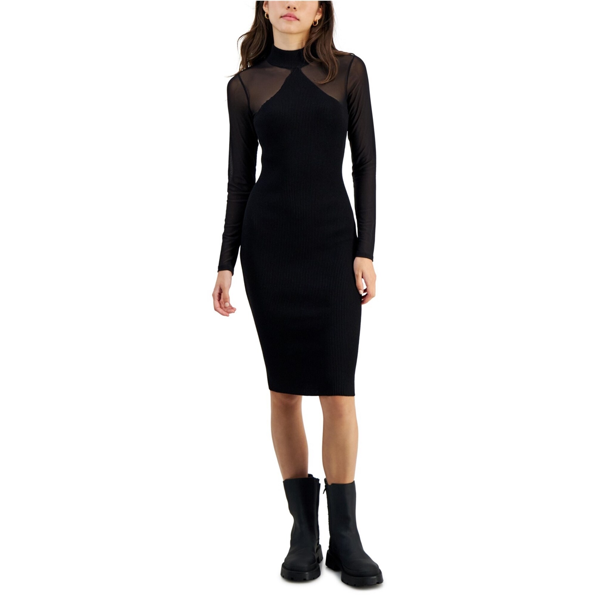 Almost Famous Womens Long Sleeve Ribbed Midi Bodycon Dress,, Black, X-Large - Bed Bath & Beyond - 41850634 Almost Famous Womens Long Sleeve Ribbed Midi Bodycon Dress,, Black, X-Large - Bed Bath & Beyond - 41850634