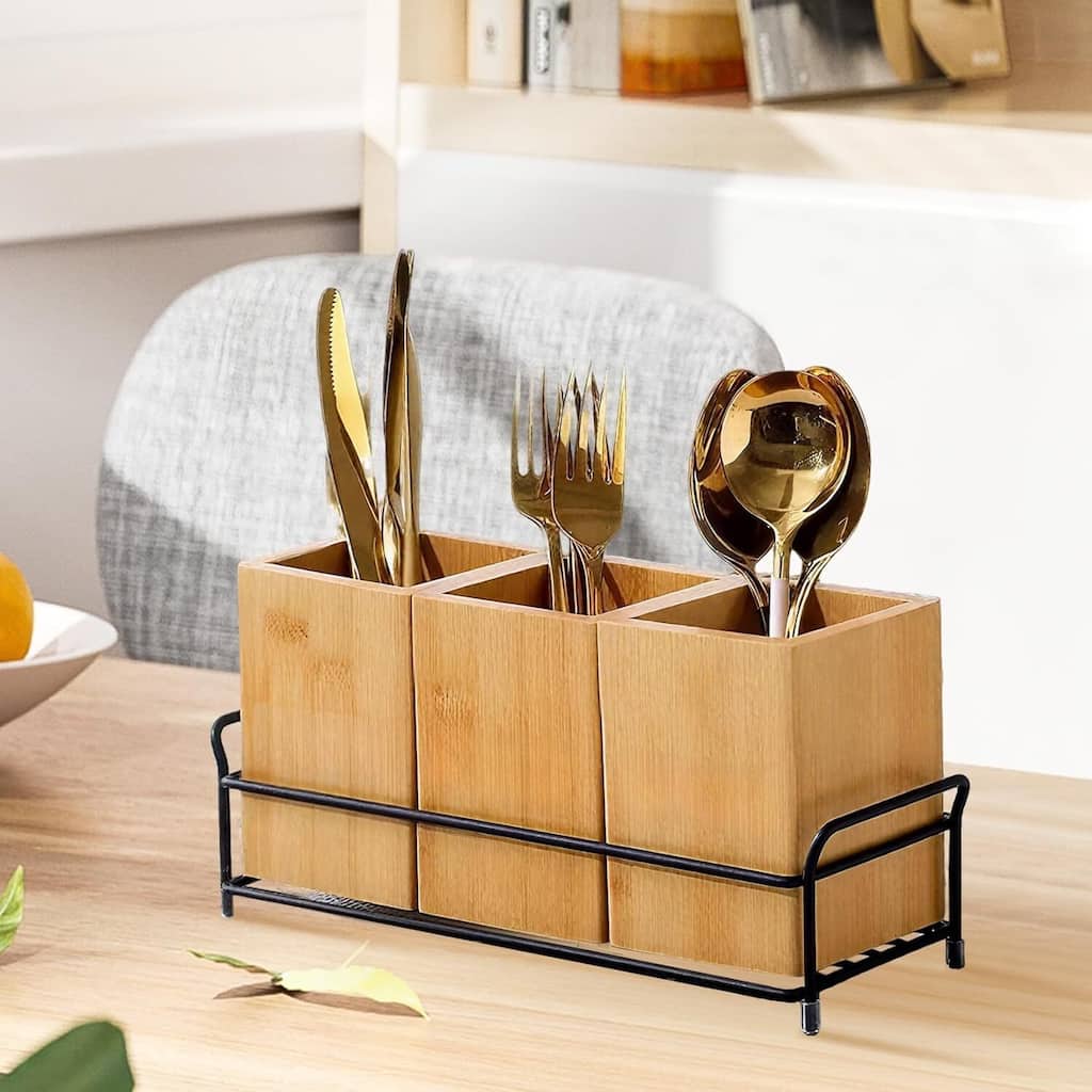 3 Detachable Compartments Kitchen Utensil Holder for Countertop