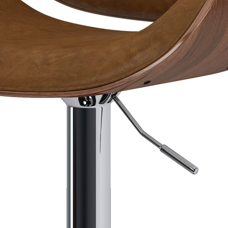 WYNDENHALL Avondale Mid Century Modern Bentwood Adjustable Swivel Bar Stool - 20.9 W x 20.5 D x 45.3 H