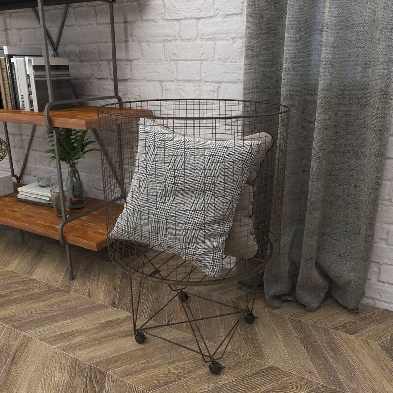 Bronze Metal Farmhouse Storage Cart with With Wheels