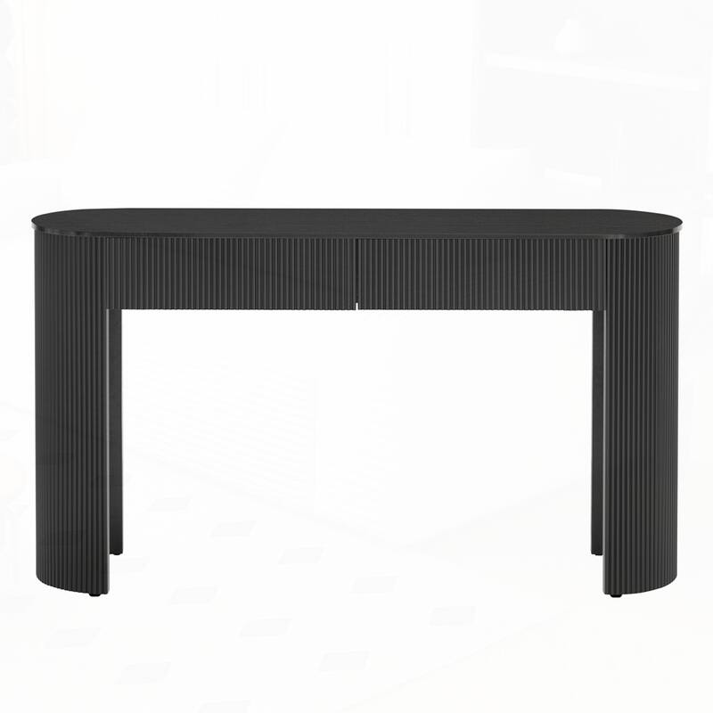 Oval Top Console Table with Storage