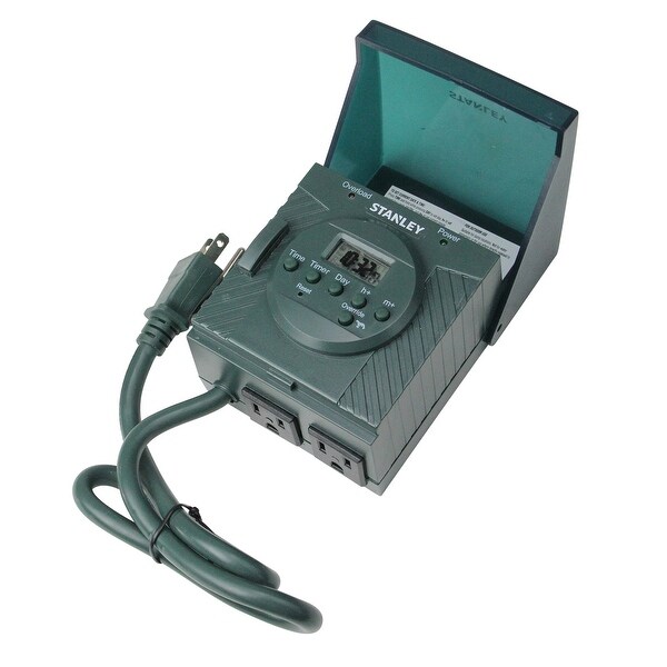 Stanley TimerMax Grounded 2 Outlet Outdoor Pro Digital 7 Day Timer with Dual Backup Battery N A Bed Bath Beyond 17357135