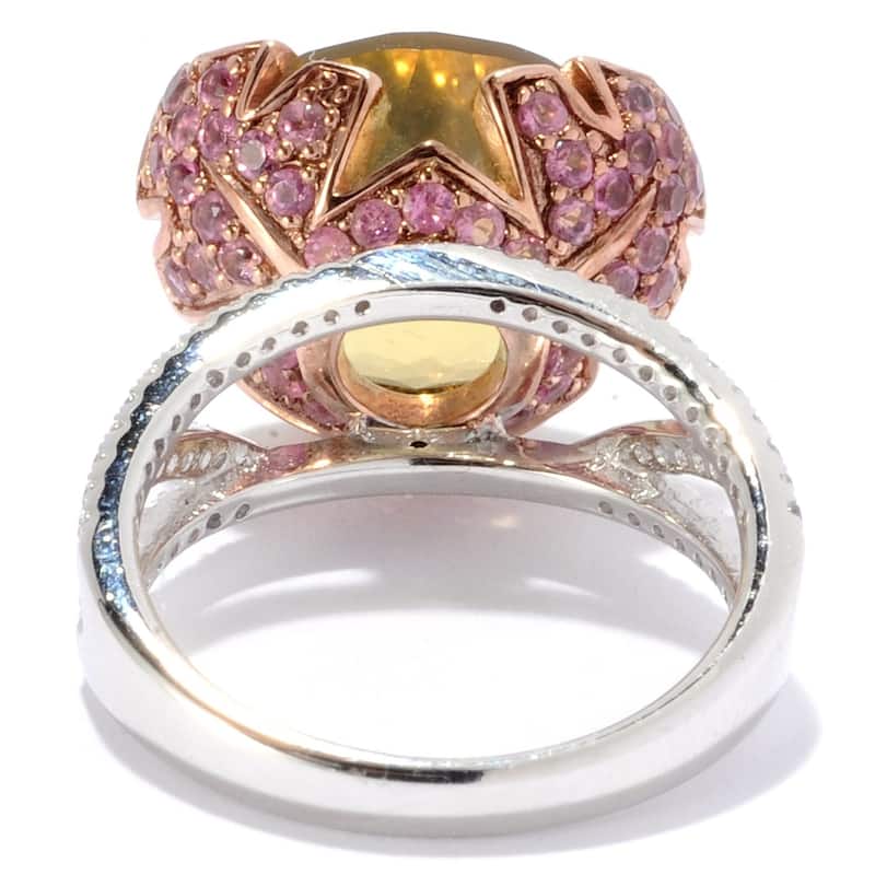 Sterling Silver 11.14ctw Lemon Quartz & Multi Gemstone Ring