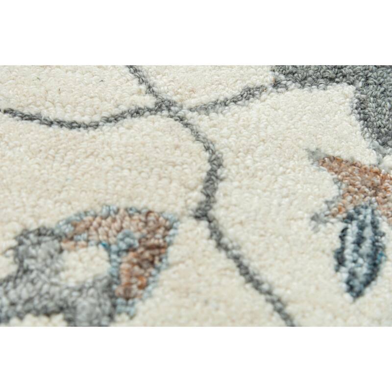 Alora Decor Spirit Ivory and Grey Classical Hand-tufted Wool Blend Rug