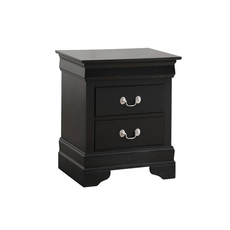Classic Black Nightstand with Two Drawers, Traditional Design, Durable Materials