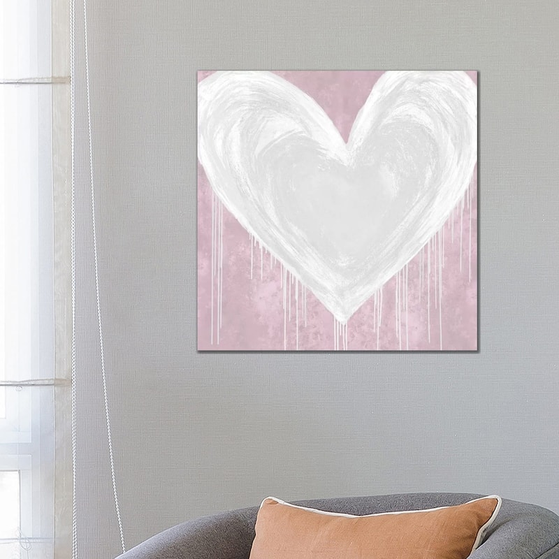 iCanvas "Big Hearted White on Pink" by Lindsay Rodgers Canvas Print - 26x26x1.5