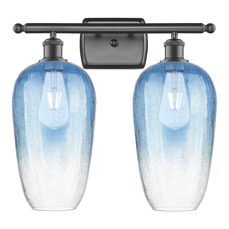 Innovations Lighting 516-2W-16-17 Brookhaven Flute Vanity Brookhaven - Oil Rubbed Bronze / Sapphire Blue