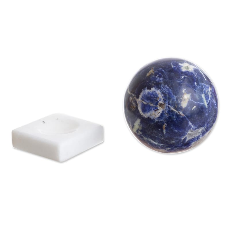 Handmade Blue World Sodalite Gemstone Figurine (Peru) - 3.1" H x 3.1" Diam.