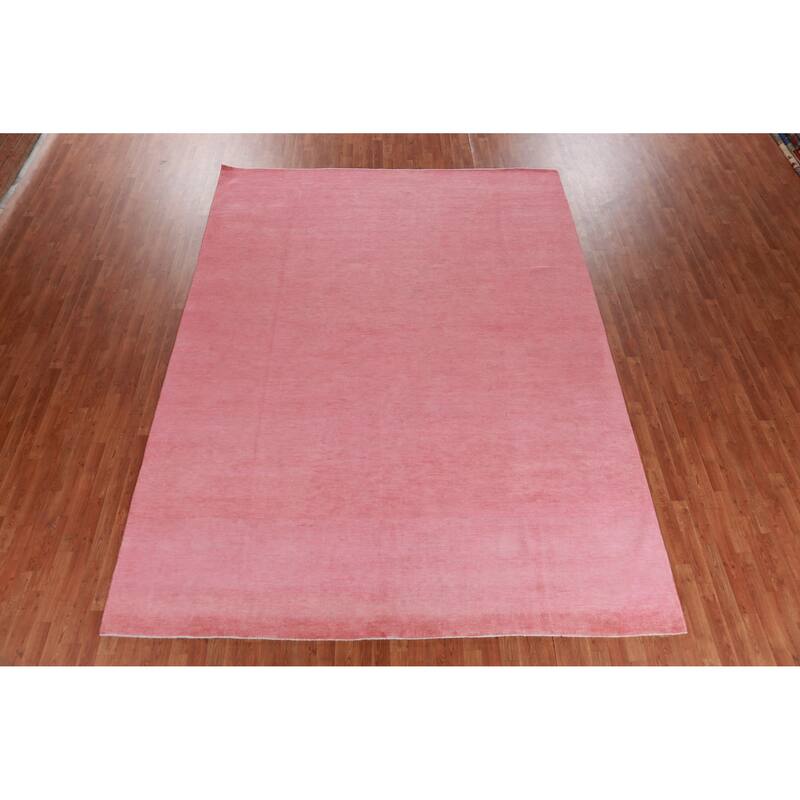 Hand Knotted Oriental 100% Wool Carpet Modern Solid Coral Gabbeh Area Rug - 12' 1'' X 9' 1''