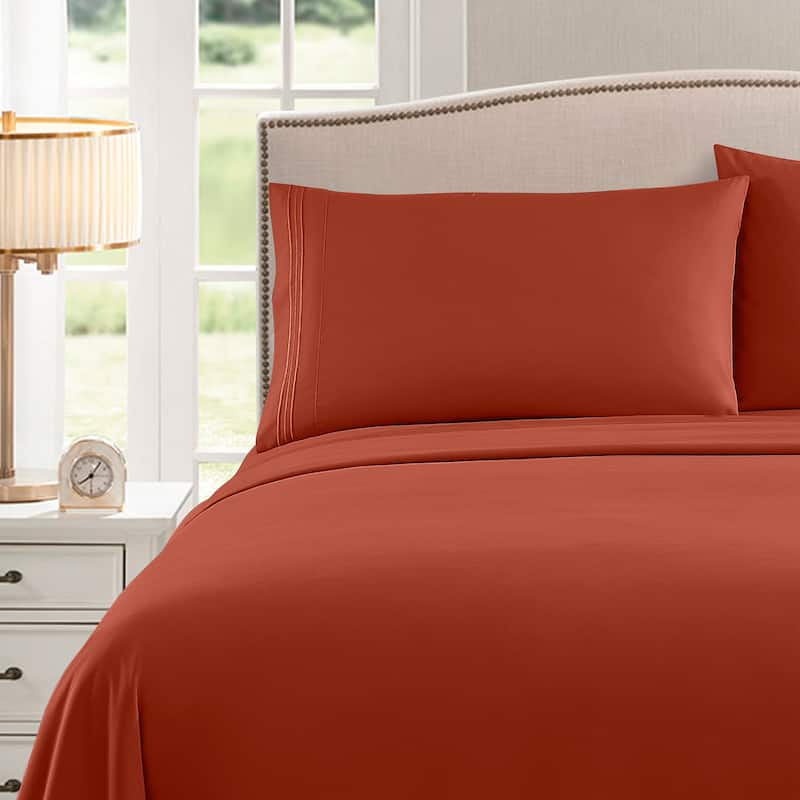 Sweet Home Collection 4 Piece Chevron Printed Sheet Set, Double Brushed Microfiber