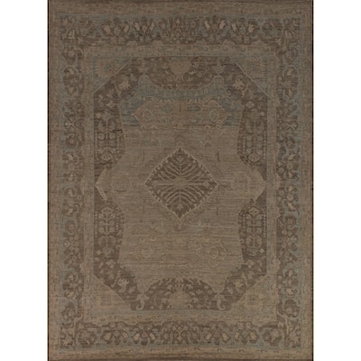 Oushak Turkish Area Rug Vegetable Dye Hand-Knotted Wool Carpet - 8'3"x 9'10"