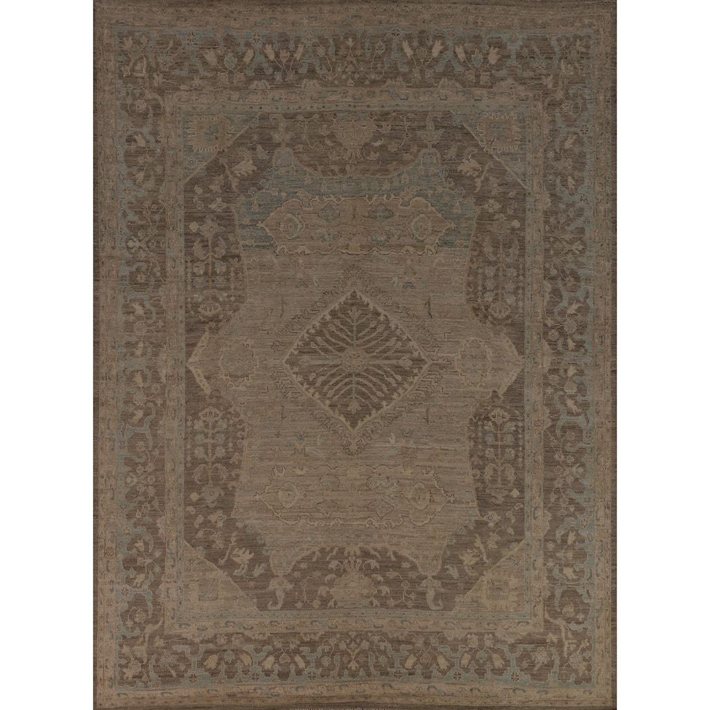 Oushak Turkish Area Rug Vegetable Dye Hand-Knotted Wool Carpet - 8'3"x 9'10"